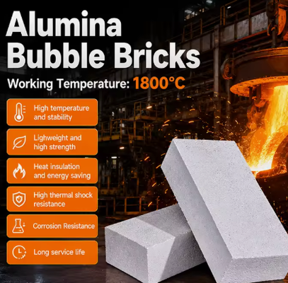 Tijolos de Bola Oca de Alumina Resistentes a Altas Temperaturas para Forno de Fusão de Vidro e Forno de Tratamento Térmico