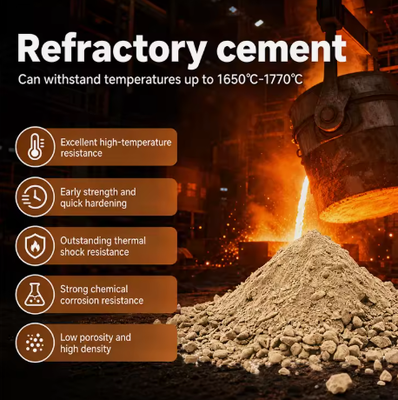 Cimento Refractário Fabricante Alto cimento de alumínio Cimento Refractário Morto Cimento 1800C Para fábrica de fornos de cimento