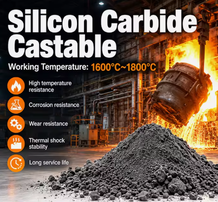 Carbono de silício fundição de alta temperatura SiC refratário fundição para caldeiras de fornos de aço e revestimentos de fornos industriais