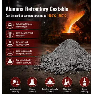Refratário Monolítico de Alta Alumina e Alta Resistência para Fornos Industriais, Fornos Rotativos e Siderúrgicas